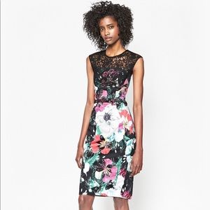 French Connection Belted Floral Lace Dress Sz 8